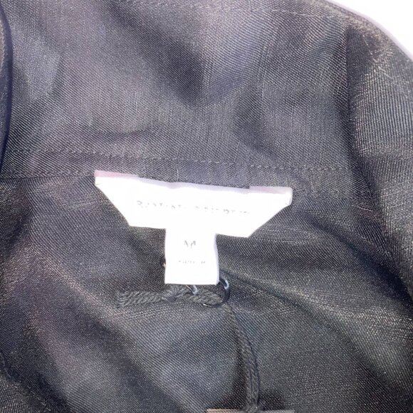 Banana Republic Black VISCOSE-LINEN TIE-NECK TOP nwt Sz M 742618 - Picture 8 of 9